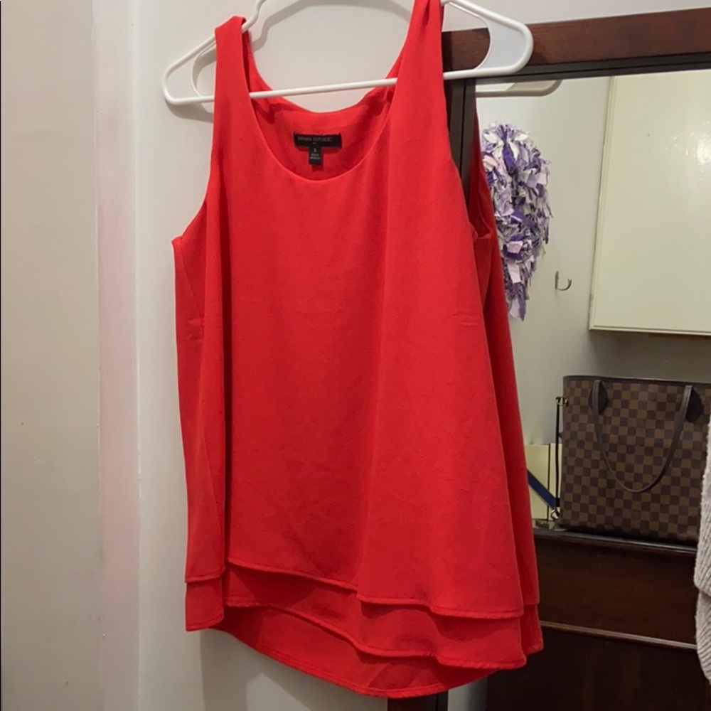 Coral chiffon sleeveless blouse